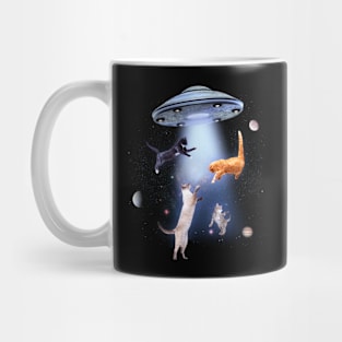 Alien UFO Funny Cat V Mug